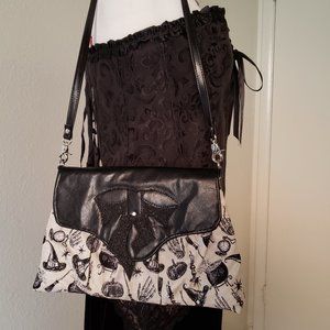 Large Halloween Black Vinyl Bow Purse